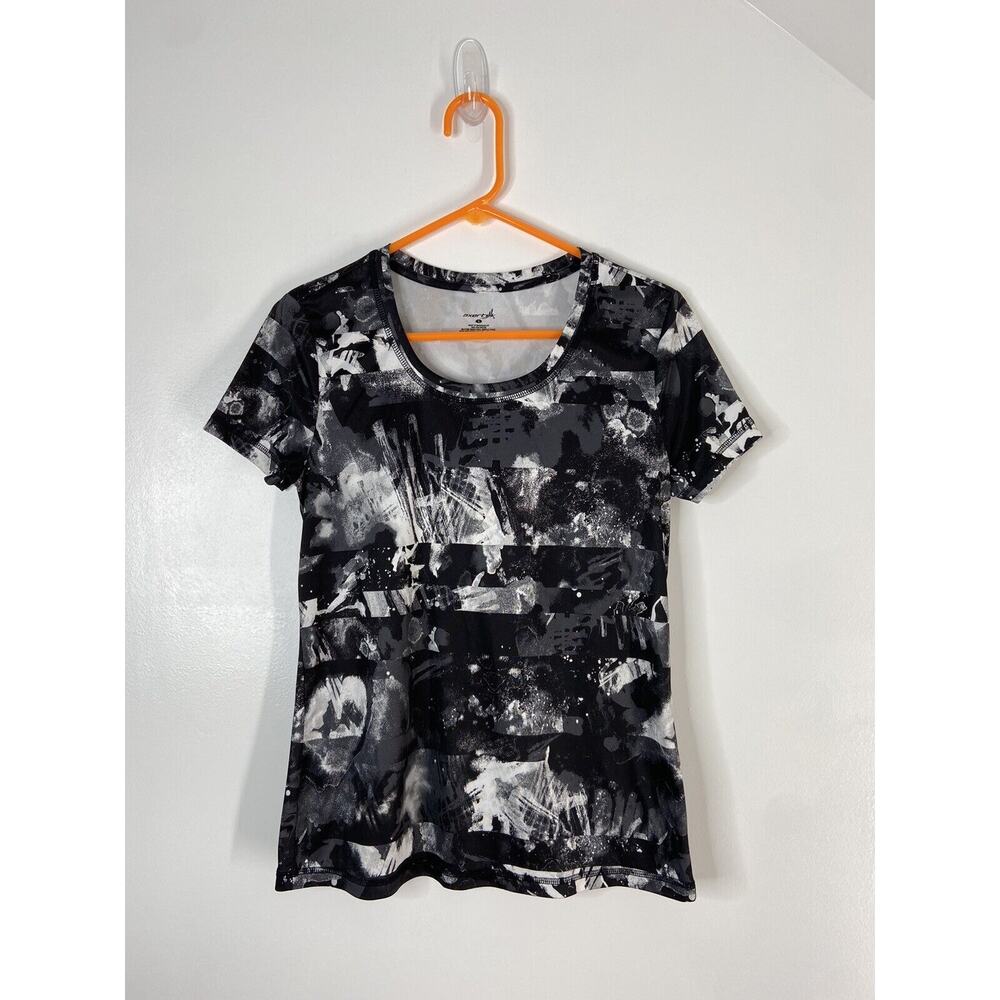 Enertek Black & White Active Tee Shirt Womens Size Small Scoop Neck Top
